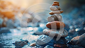 Stack of Rocks on River