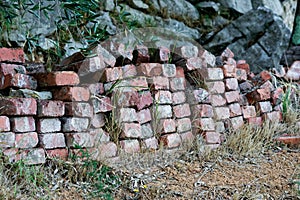 Stack of rold ed bricks