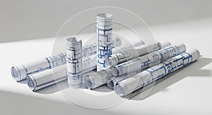 Architectural Blueprints and Technical Drawings Stack