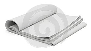 Stack of rolled and folded white paper sheets on a plain background