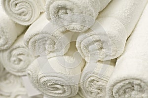 Stack of Rolled White Towels