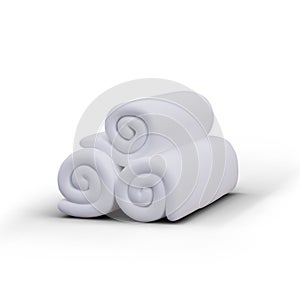 Stack of rolled white towels. Folded cloth napkins. Table textiles. Vector illustration with shadows