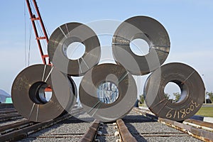 Stack of rolls of iron sheet