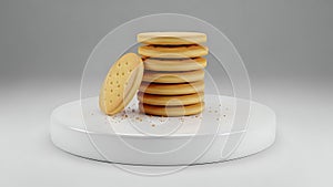 Stack of Round Cookies with Single Cookie Leaning