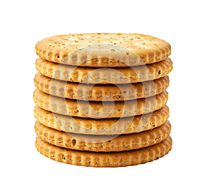 Stack of round crackers isolated