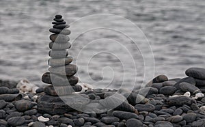 Stack of round stones. photo