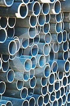 Stack of rounded steel pipes