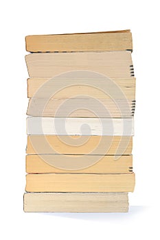 Stack of school books isolated on white background