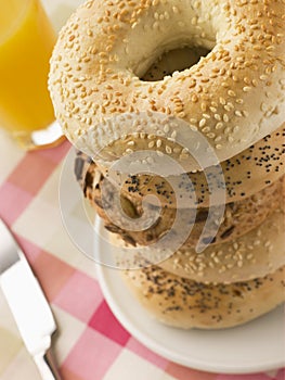 Stack of Seeded Bagels