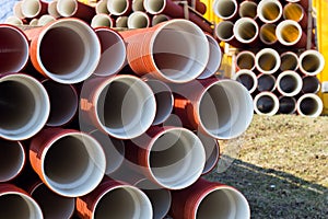 Stack of sewer pipes