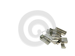 stack of sharp metal staples refill