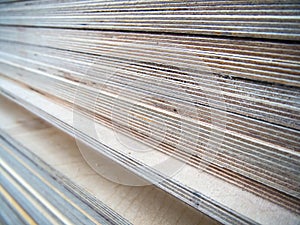 A stack of sheets of thick multilayer plywood