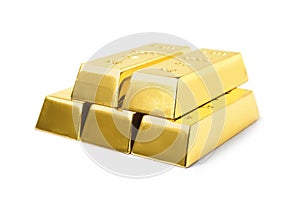 Stack of shining gold bars