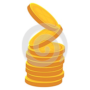 Stack of shiny golden lucky coins. Vector