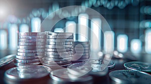 The Stack of Silver Coins. AI generated