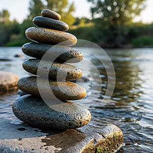 A stack of six smooth, flat