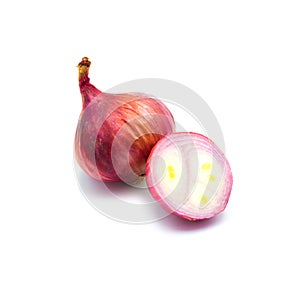 Stack slice fresh onion red isolated on the white background