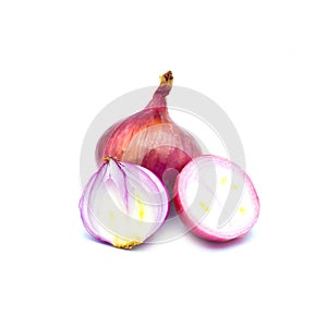Stack slice fresh onion red isolated on the white background