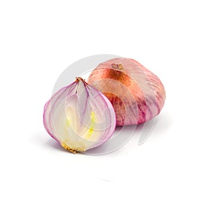 Stack slice fresh onion red isolated on the white background