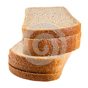 A stack of sliced black bread isolated