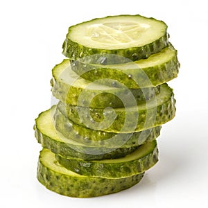 Stack of sliced pickles isolated