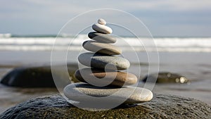 The background features a sandy beach with waves gently rolling in