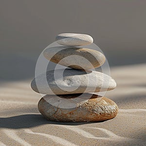 A stack of smooth rocks offers a rustic and calming composition