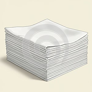 A stack of smooth, white ceramic plates arranged neatly in a pile on a light surface.