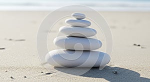 A stack of smooth, white pebbles