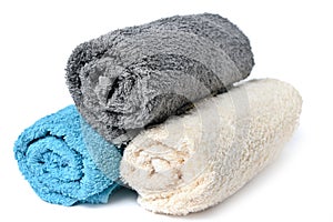 Stack of soft clean multi-colored spa towels