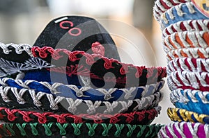 A stack of Sombreros for sale in Mexico photo