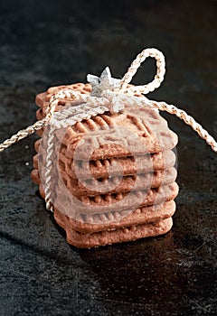 Stack of speciality speculoos biscuits