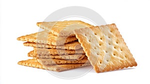 Stack of square crackers on white background. Neural network AI generated