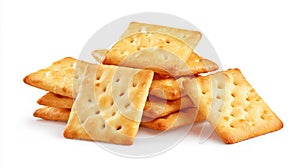 Stack of square crackers on white background. Neural network AI generated