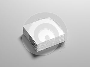 Stack of square flyer mockup, white sheet of paper