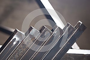 stack? of square? steel tubes? profile or pipes for construction supplies and welding works