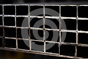 stack? of square? steel tubes? profile or pipes for construction supplies and welding works