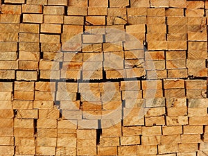 Stack of square wood planks