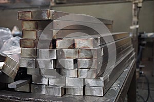 Stack of stainless steel square tube