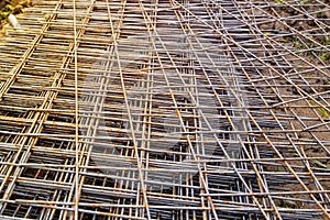 stack of steel mesh for reinforced concrete construction