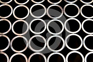 Stack of steel pipes automotive parts