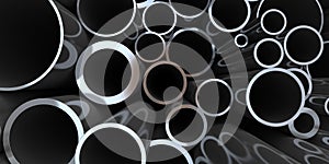 Stack of steel tubing 3d rendering