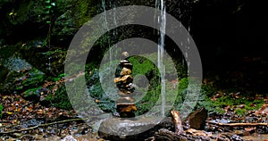 Stack of Stones at Amazing Jungle Waterfall