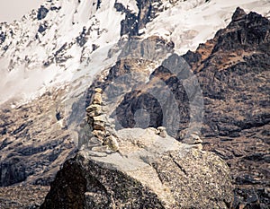 Stack of stones in the Andes mountains