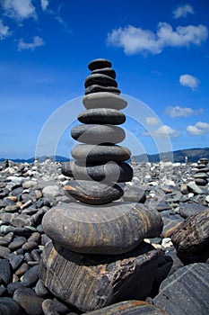 Stack of stones on the beach, Lipe, Thailand photo