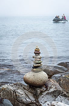 Stack of stones near the sea