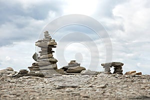 Stack stones on a pebble beach