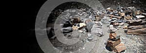 Stack of stones on top of the mountain arranged for meditation