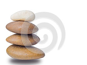 Stack of stones on white background.