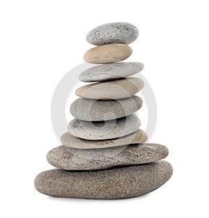 Stack of stones on white background. Harmony and balance concept